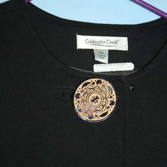 Coldwater Creek Black Blazer with Decorative Wood Buttons Petite Small - Picture 5 of 15